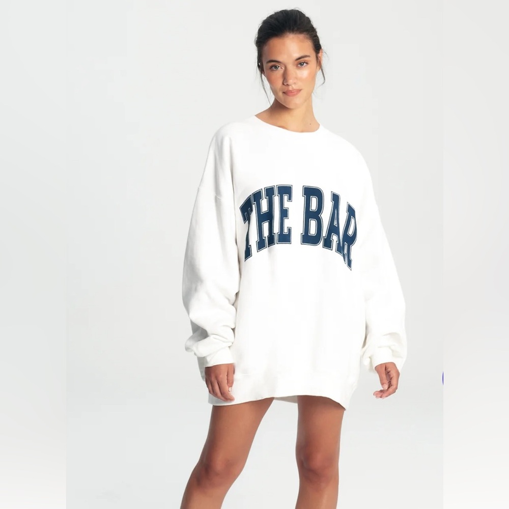 The Bar Varsity Sweatshirt white / navy blue, size: XL